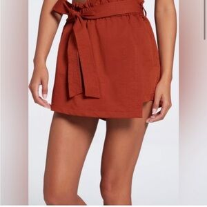 Calia XX-Large High-Rise Paperbag Skort with Tie Belt– Caramelized Walnut – NWT